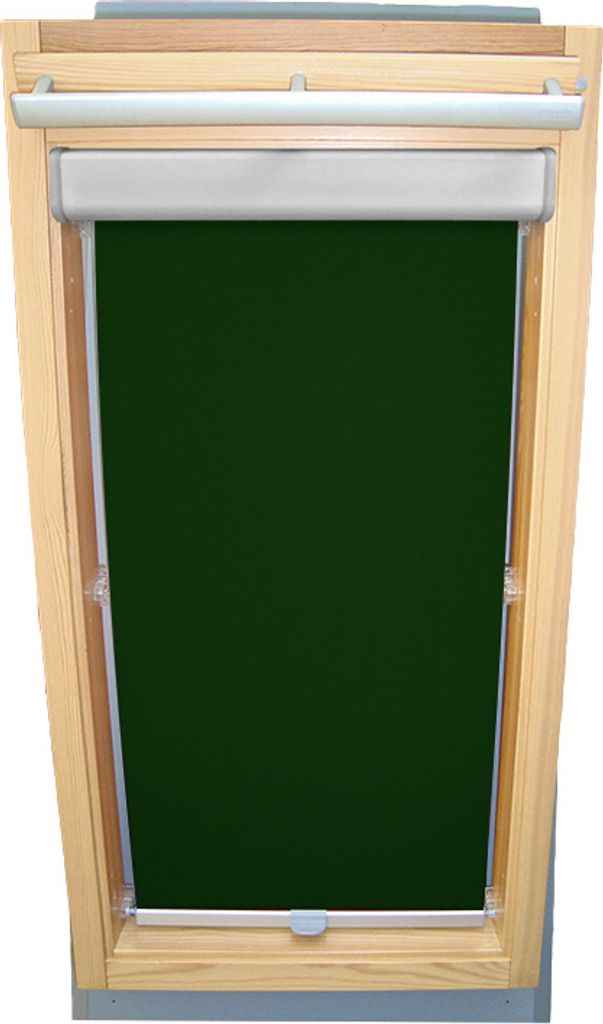 Rollo für VELUX Dachfenster Sichtschutz mit BLENDE und Haltekrallen VK/VE/VS - 085 Typ II - Baujahr bis Februar 1984 - dunkelgrün