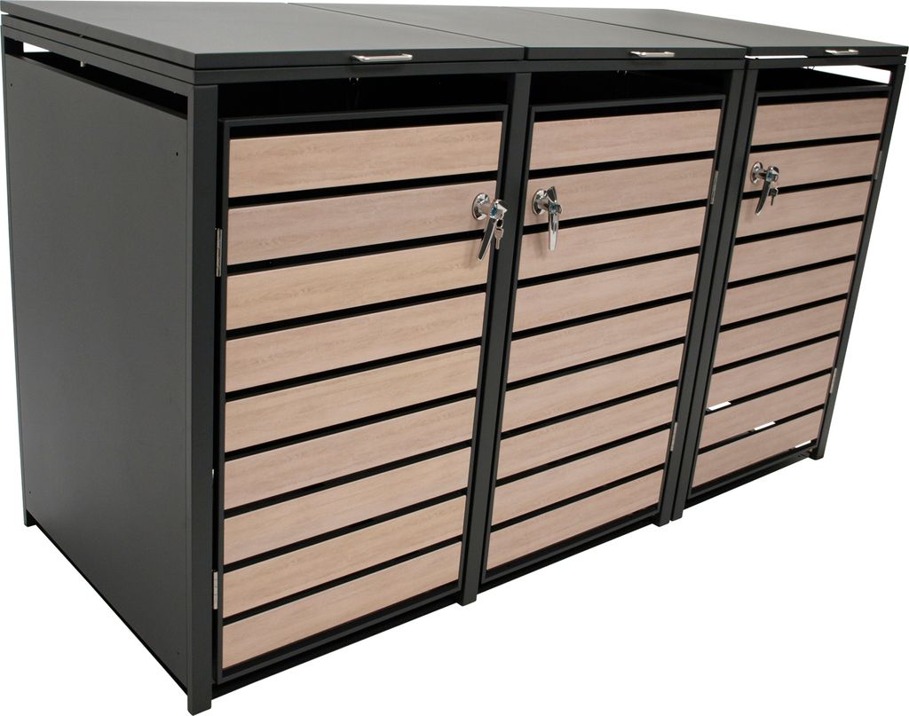 DEGAMO Mülltonnenbox 3er BERLIN 200x80x116cm für Tonnen 120 Produktbild 
