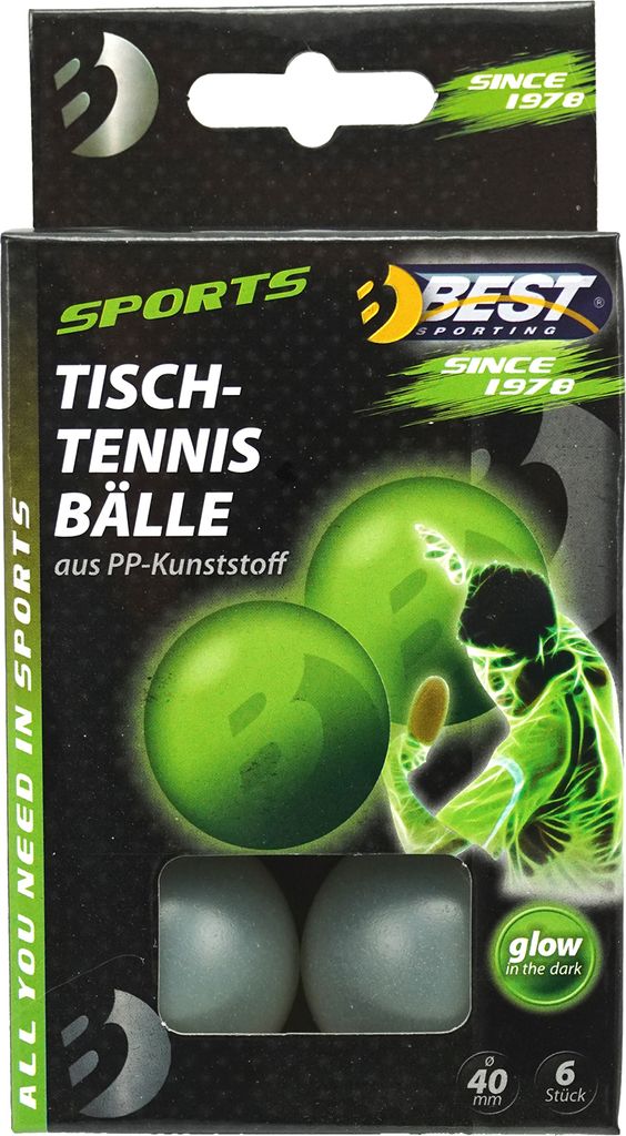 Best Sporting 23105 - TT-Bälle 6 St. GLOW IN THE DARK Produktbild 