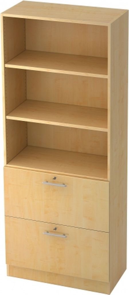 Regal 5 OH 80x42x200,4cm 2HR Sockelblende Griff RE Ahorn/Ahorn