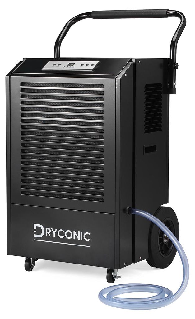 Dryconic Bautrockner 90 l – Luftentfeuchter – Kontinuierlicher Ablauf – Automatische Abtaufunktion – Metallgehäuse – Großer Lufteinlass
