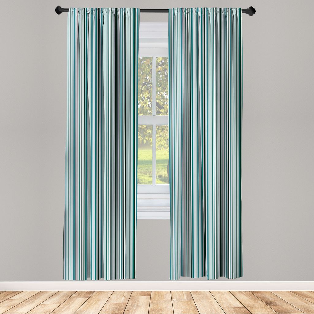 ABAKUHAUS Gestreift Vorhänge 2 Panel Set für Wohnzimmer Schlafzimmer Nachbildung, Blau Lila Teal Aqua Lavendel Farbigen Vertikalen Streifen Geome...