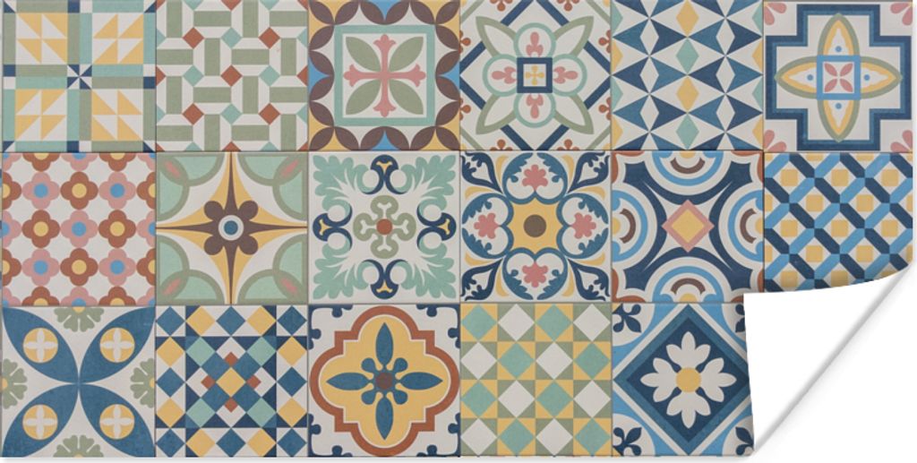 MuchoWow Poster Vintage - Blumen - Design - Figuren 80x40 cm - Wanddeko