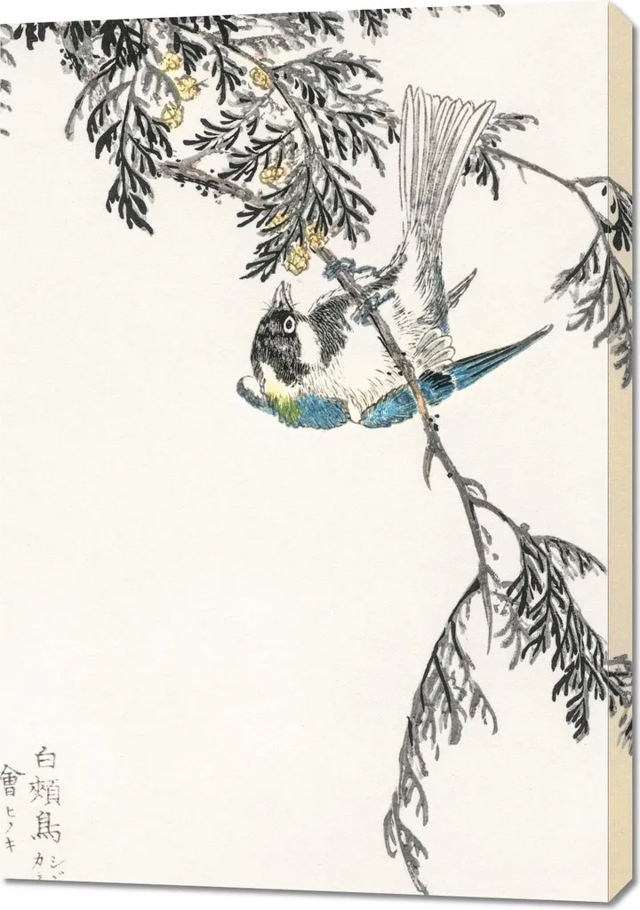 Decorazione Parete 70x100 cm Great Tit Kashu Giapponese per Salotto