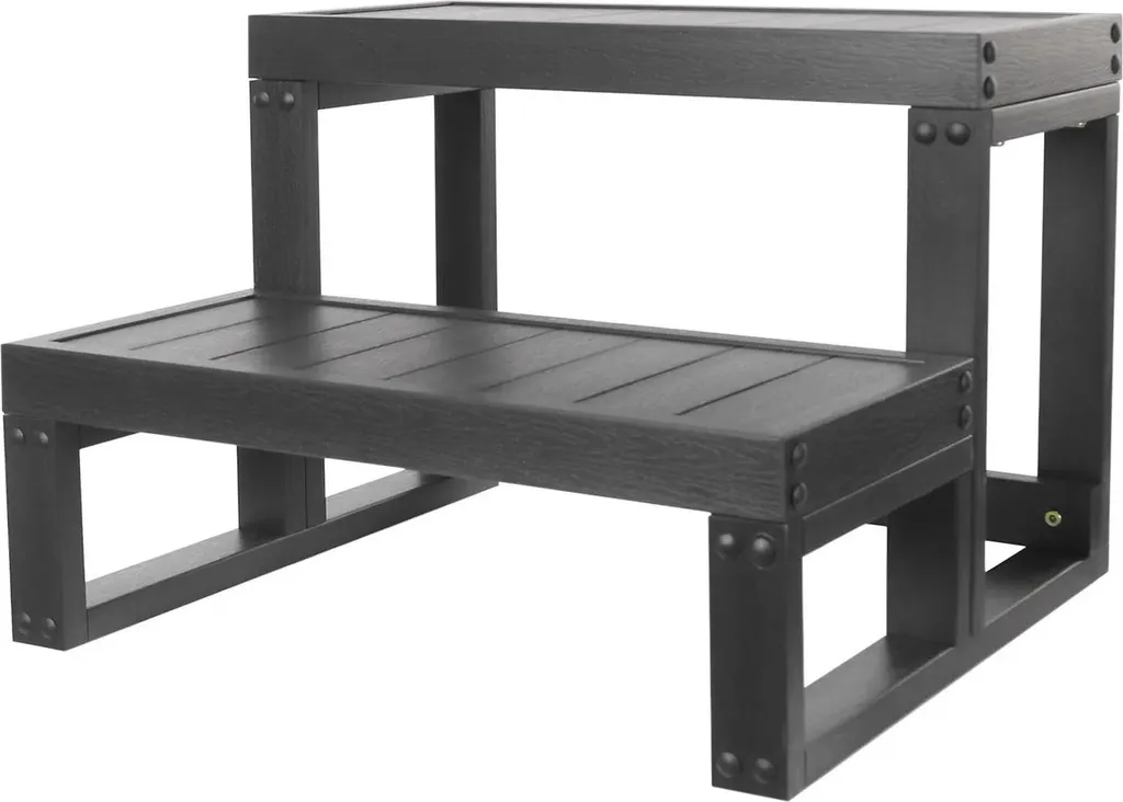 Escalier spa noir 60x54x42 cm marches larges en bois composite WPC