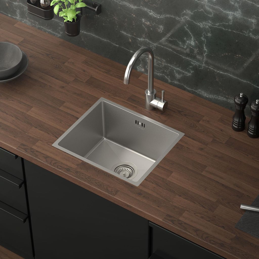 ML-Design Küchenspüle mit Ab- und Überlaufgarnitur, Silber, Produktbild 