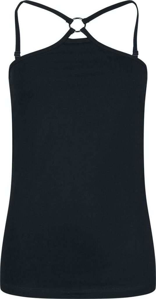 RED by EMP Damen schwarzes Top mit ringdetaillierten Trägern M