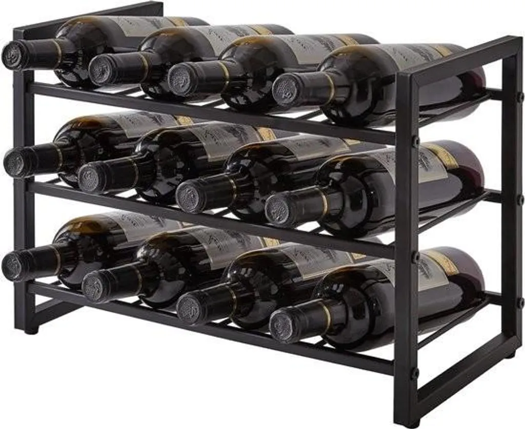 Casier à vin 12 bouteilles en acier robuste avec système gain de place