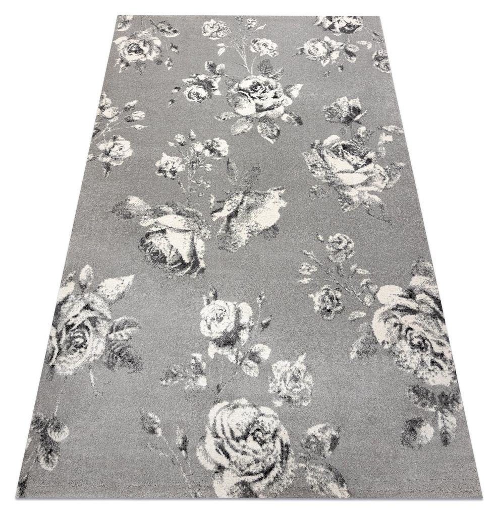 Teppich GNAB 60642653 Blumen Rosen grau / weiß Grau 120x170 cm