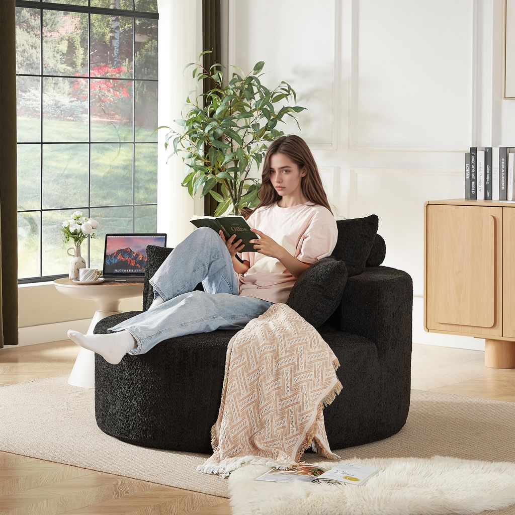 okwish Multifunktionales Sofa Relaxsofa Einzelsessel mit Chenille-Stoff,Relaxsessel Schlafsessel mit Rückenlehnenkissen für Wohnzimmer, Schlafzim...