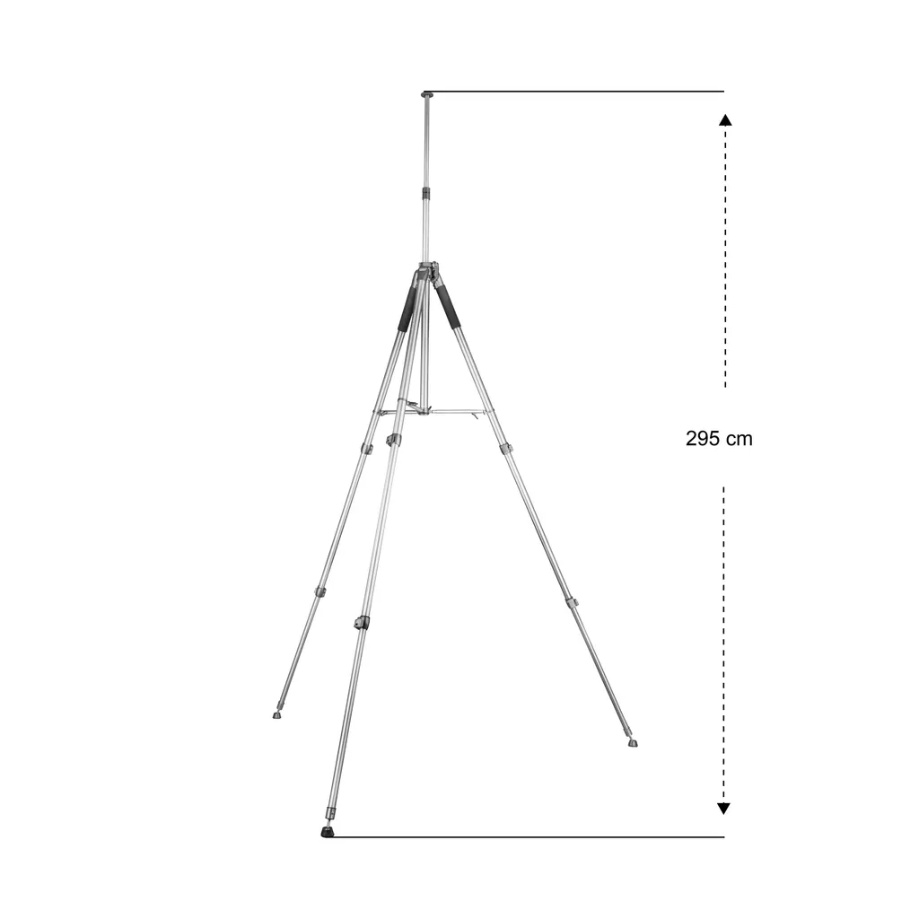 Treppiede Mantona Alto con colonna a manovella estensibile fino a 295 cm, treppiede in alluminio con capacità di carico fino a 6 kg, treppiede fotografico con divaricatore centrale per la stabilità, treppiede per fotocamera per gli spostamenti - 2