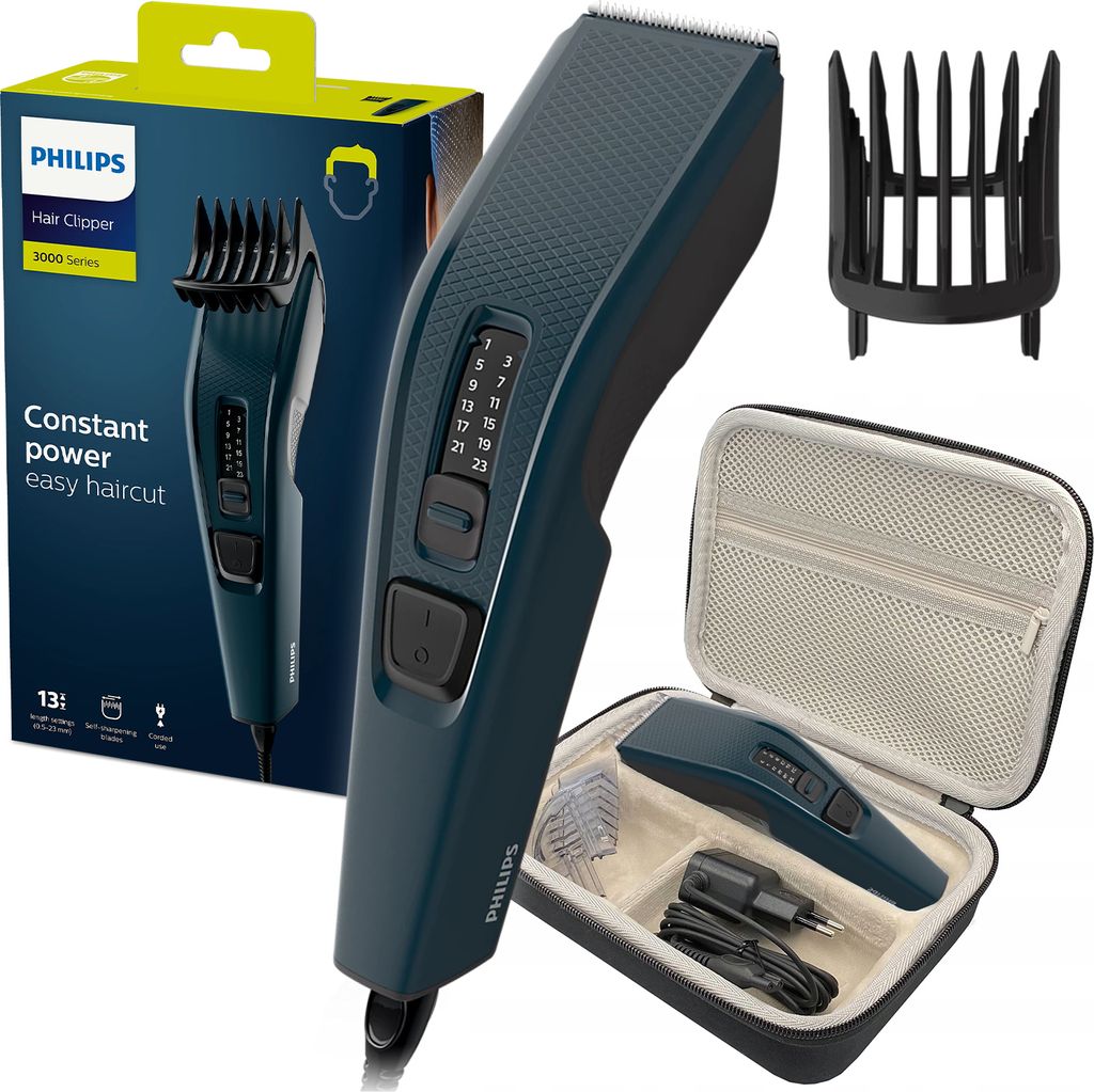 Philips Haarschneider Series 3000 HC3505 mit Etui 13 Längen Edelstahlklinge