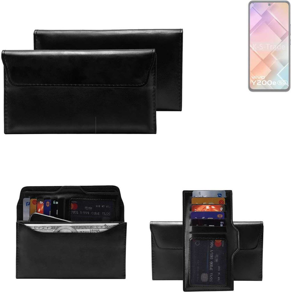 K-S-Trade Handy Hülle kompatibel mit Vivo Y200e 5G Schutz Hülle Tasche Schutz Case Handytasche Kunstleder schwarz, 1x