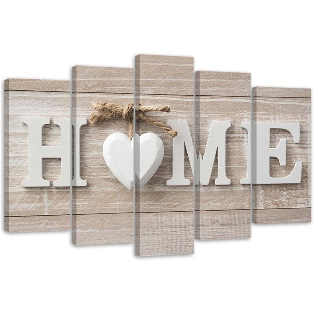 5-teiliges leinwandbild homelettering im skandinavischen stil 150x100 cm Feeby beige wandbild bereit zum aufhängen
