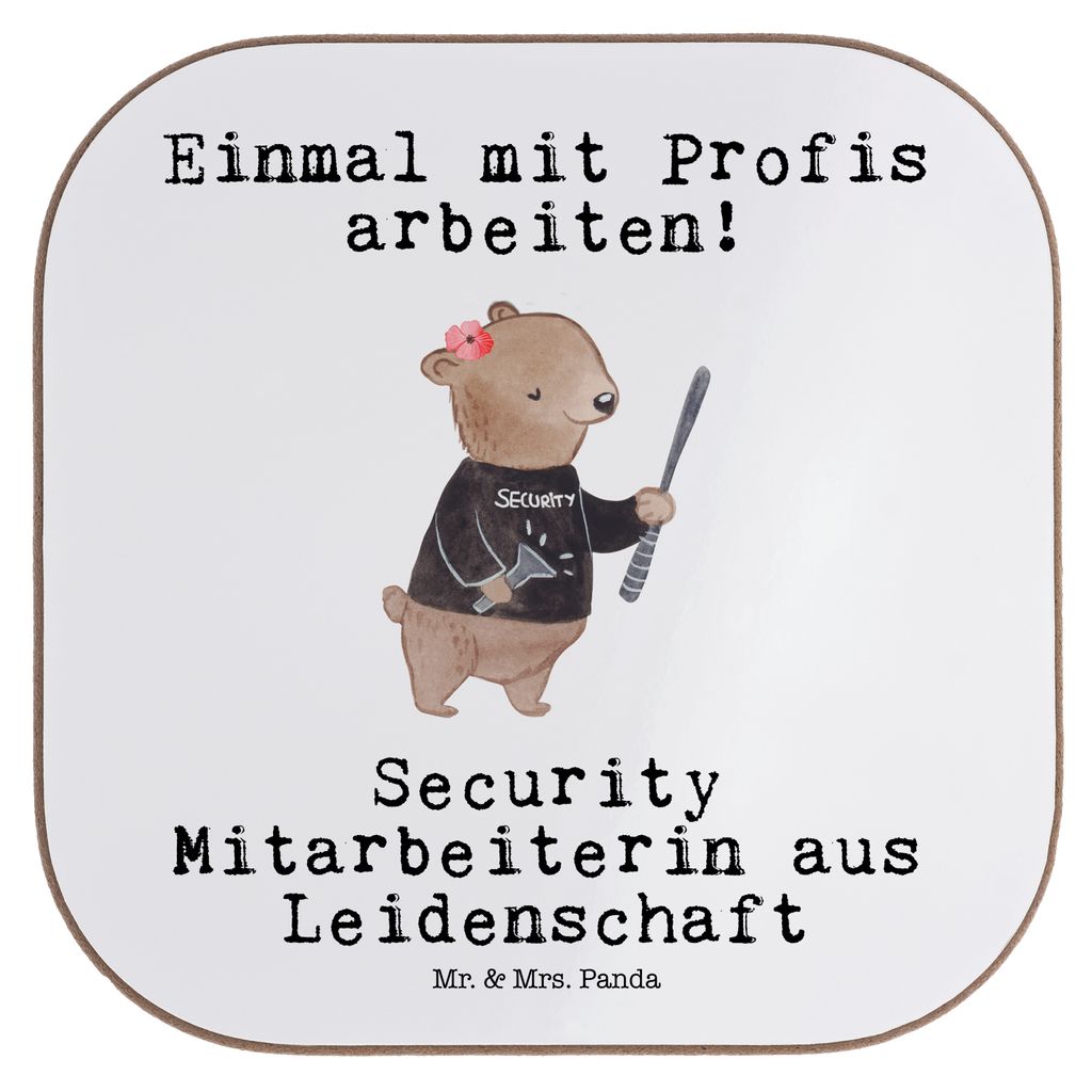 Mr. & Mrs. Panda Untersetzer für Gläser Security Mitarbeiterin Leidenschaft - Weiß - Geschenk, Getränkeuntersetzer, gläseruntersetzer, Tischun...