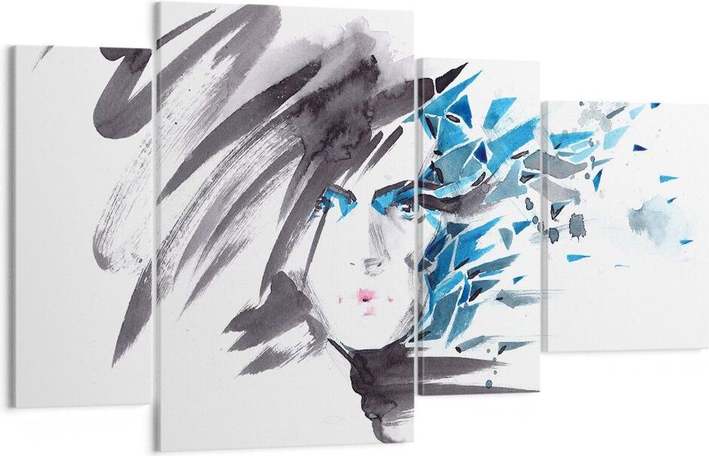 Bild auf Leinwand - Leinwandbild - Frau Gesicht Illustration Make-up - 120x70cm - Wand Bild - Wanddeko - Leinwanddruck - Bilder - Kunstdruck - Lein...