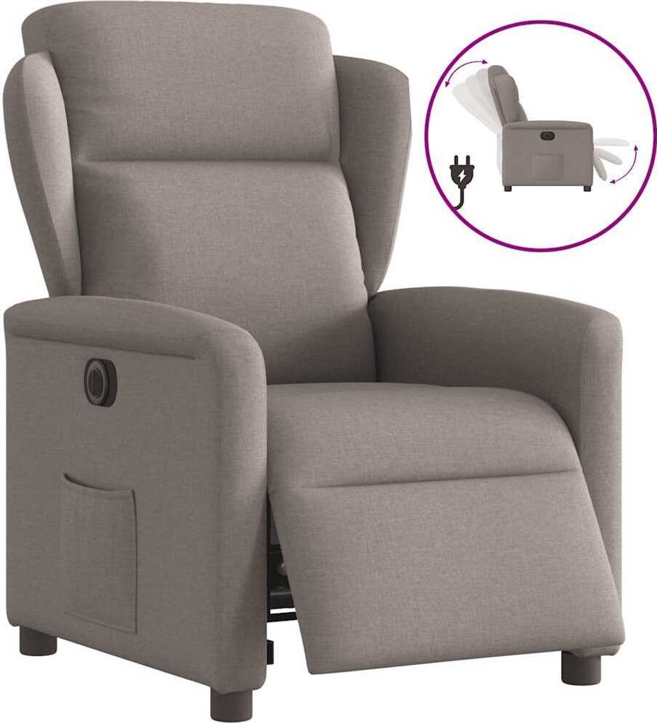 Möbel Relaxsessel Elektrisch Taupe Stoff - Ruhesessel 3303121