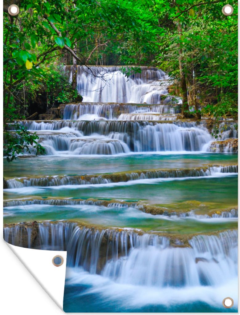 MuchoWow 30x40 cm Outdoor-Poster Gartendeko Sichtschutz Garten Poster für den Garten Wasserfall - Bäume - Natur - Dschungel