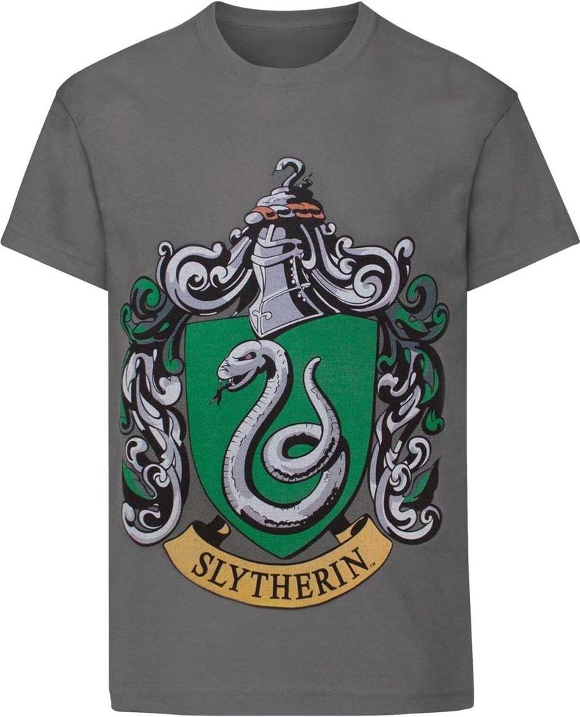 Harry Potter offizielles Jungen Slytherin Wappen T-Shirt NS4903 (5-6 Jahre (116)) (Anthrazit)