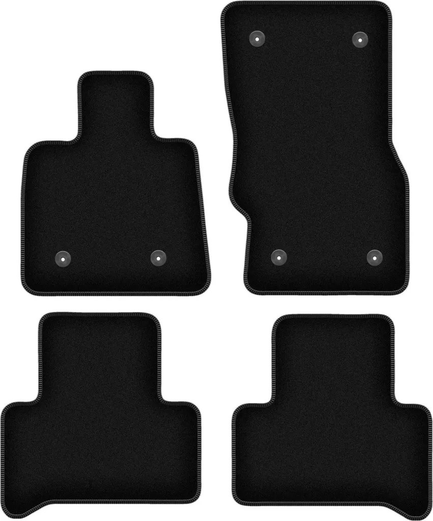 Tappetini in velluto per Alfa Romeo Stelvio 2x4 (2WD) (2016-, SUV) neri, set 4 pz, con fissaggi