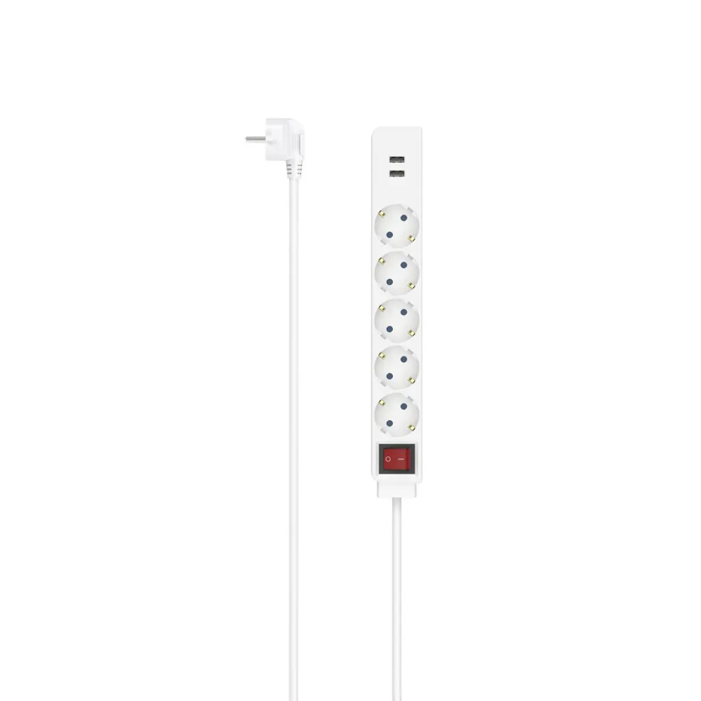 hama 223183 hama USB 3.4A Presa a 5 vie con interruttore 1,4 m bianco con presa USB
