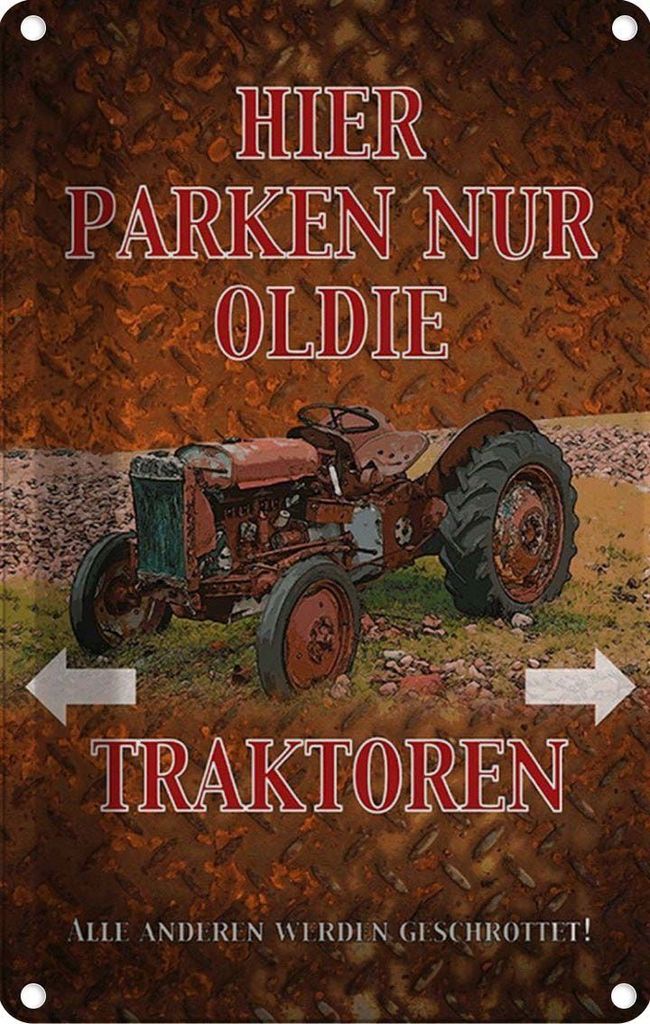 vianmo Blechschild 18x12 cm hier parken nur oldie Traktoren Warnschild Hinweisschild Sicherheit Vorsicht
