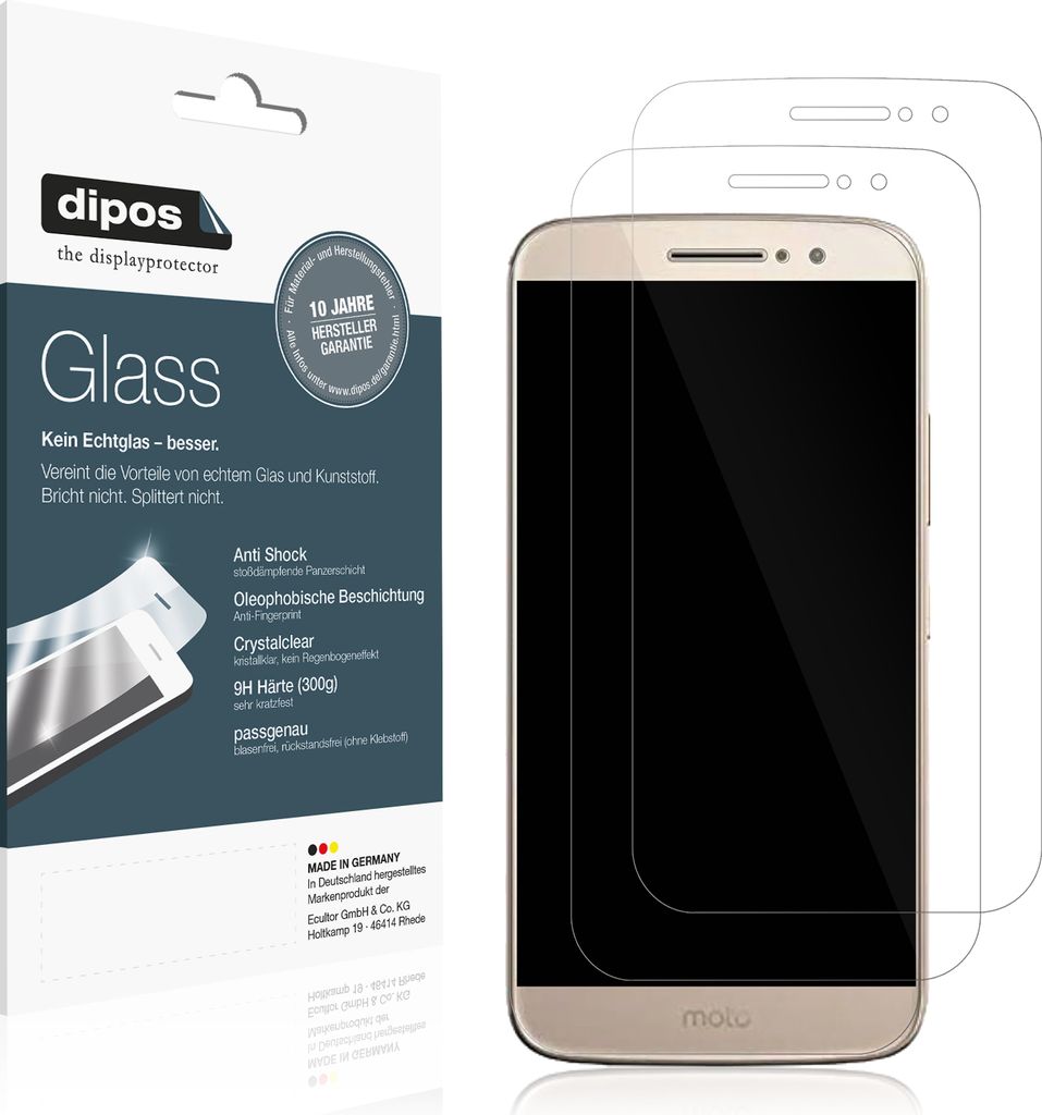 2x Schutzfolie für Motorola Moto M CXT 1663 - Anti-Shock 9H Folie dipos Glass Kunststoffglas