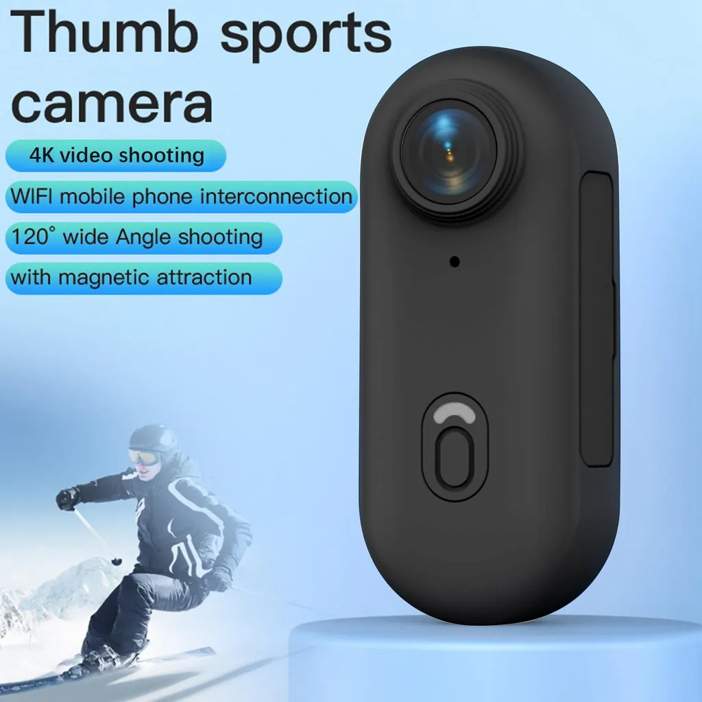 Caméra sport WiFi 4K étanche avec fixation magnétique et clip arrière