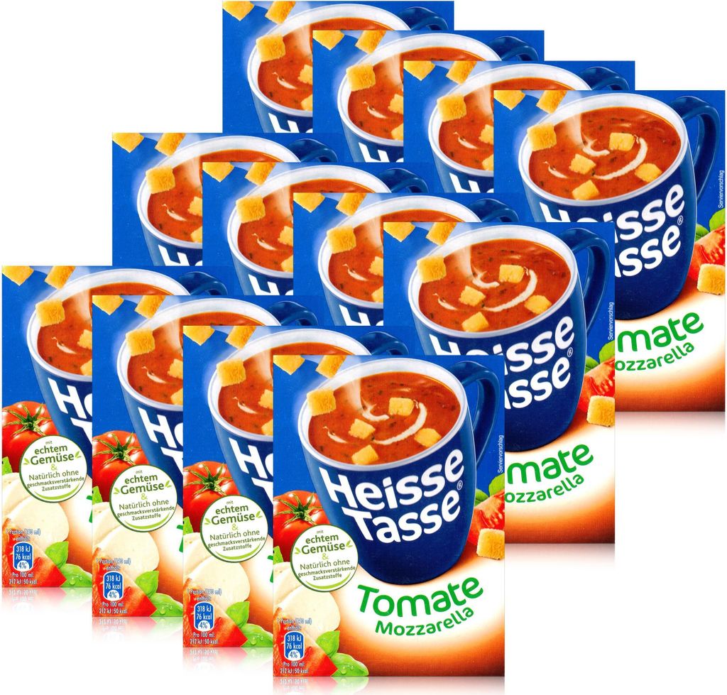 Heisse Tasse Tomate Mozzarella mit Croûtons 3 Beutel á 17,8g (12er Pack)