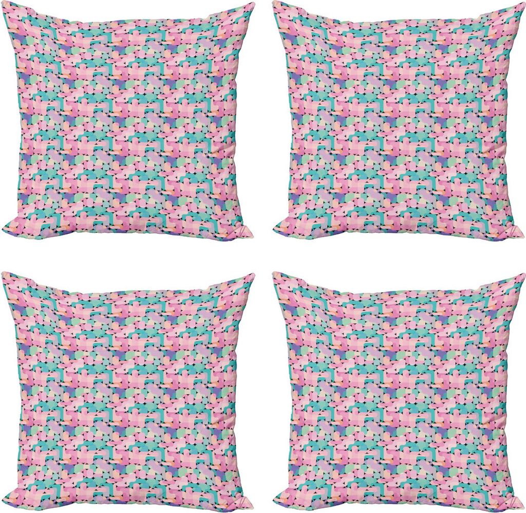 ABAKUHAUS Abstrakt Kissenbezug Set (4 Stück), Moderne Komplexe Polygone, Moderner Doppelseitiger Digitaldruck, 50 cm x 50 cm, Koksgraue Multicolor