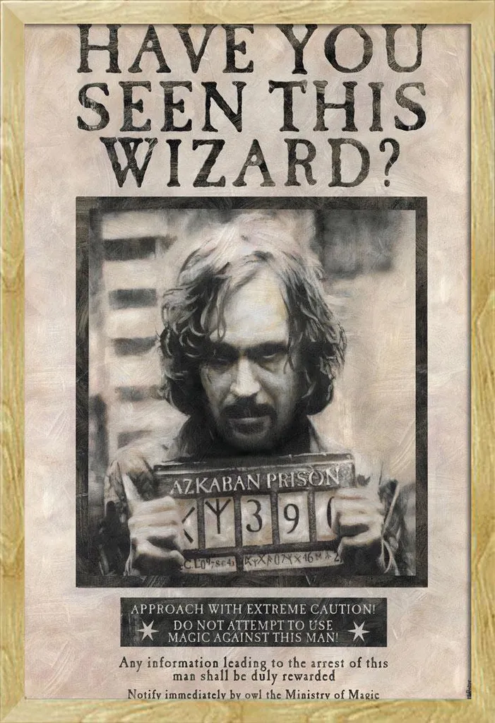 Harry Potter - Poster - Sirius Black + cornice rimovibile, Shinsuke® Maxi MDF faggio, vetro acrilico