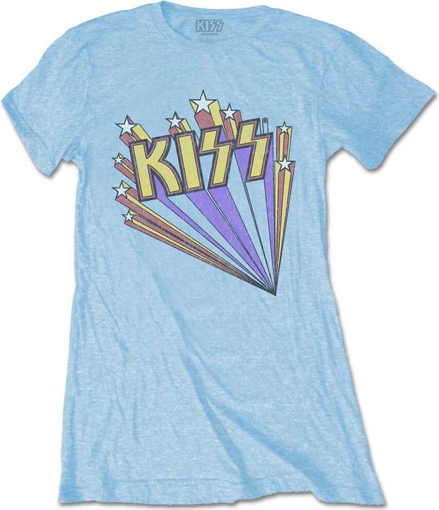 Kiss Stars Light Blue M Damen T-Shirt Produktbild 