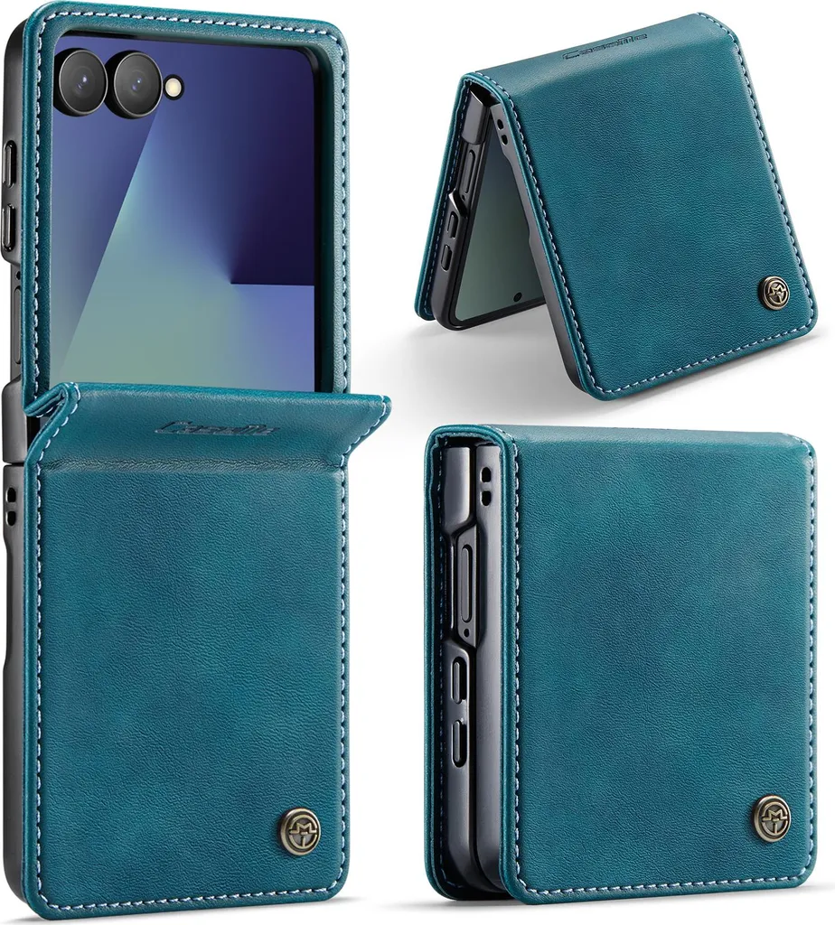 Custodia per telefono cellulare per Samsung Galaxy Z Flip 7 flip cover custodia in pelle blu