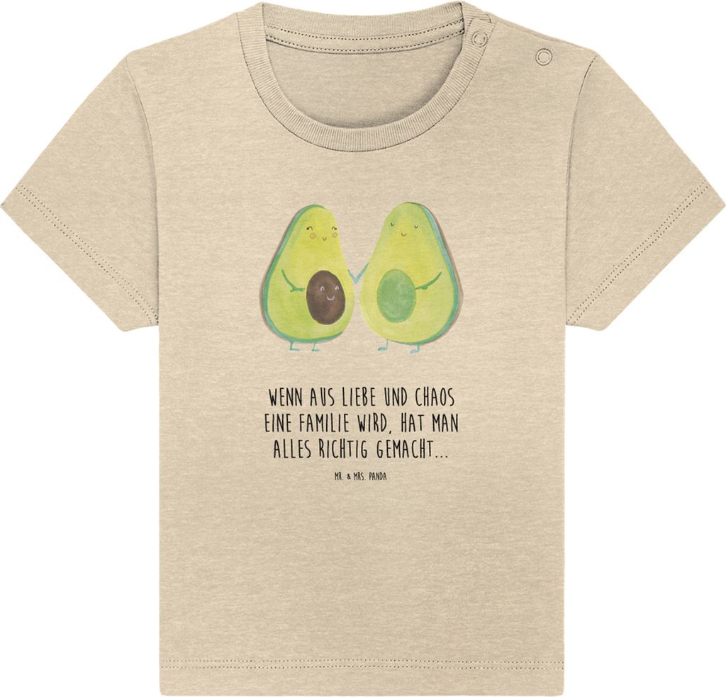Mr. & Mrs. Panda Babyshirt Avocado Pärchen 12. - 18. Monat - Natural Raw - Geschenk, Hochzeit, Avocados, T-Shirt, Baby Jerseyshirt, Shirt, Top, Ki...