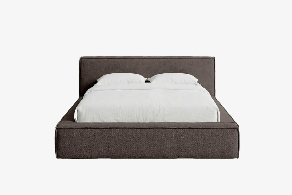 MNUUO Polsterbett BUUN mit Bettkasten Braun 120 x 200 cm Hebbarer Metall-Lattenrost