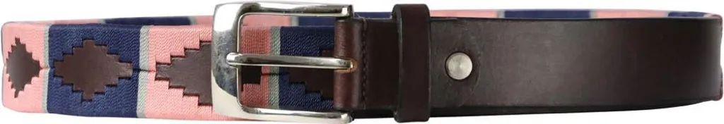 Ceinture Cuir Polo Hy Synergy BZ4709 Marine et Rose Brodée Main L-XL