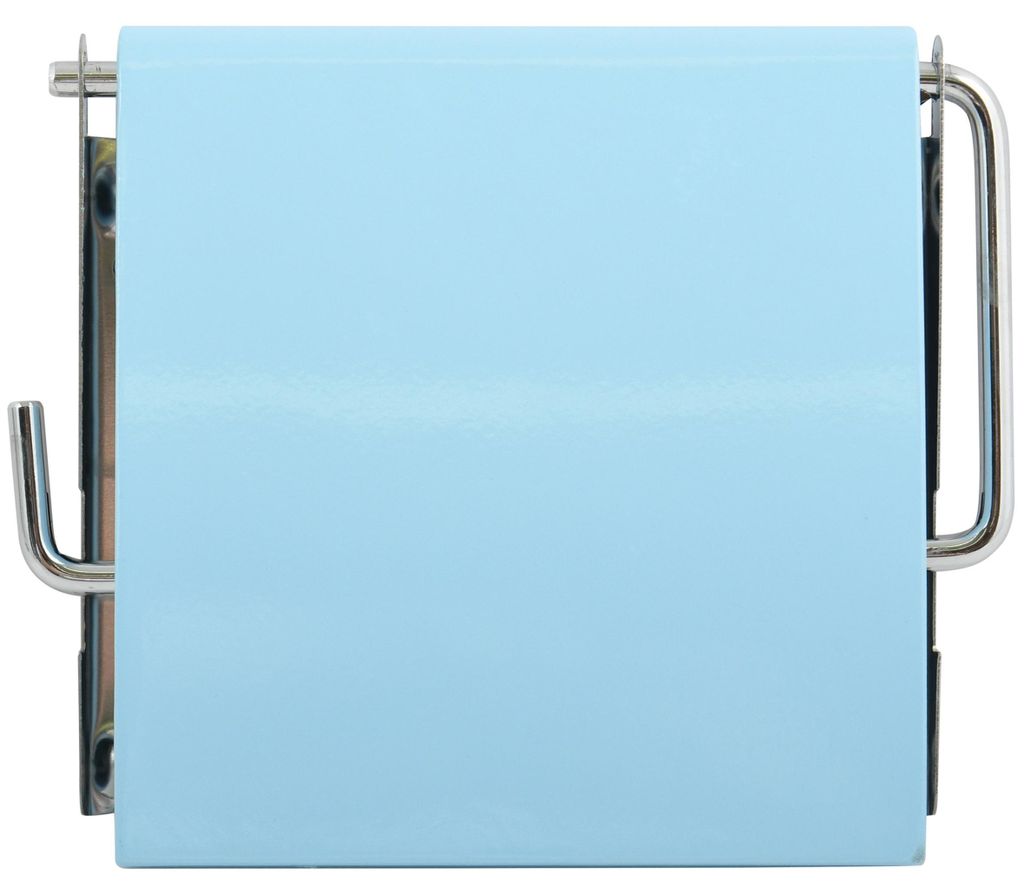 MSV Toilettenpapierhalter Wand/Wand - Metall/Mdf Holzklappe - hellblau