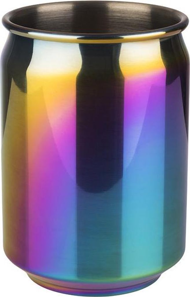 APS 93374 Becher COOL, Edelstahl, gehämmerte Oberfläche, 350 ml, Ø 7,5 cm, Höhe 10,5 cm, Regenbogen-Look