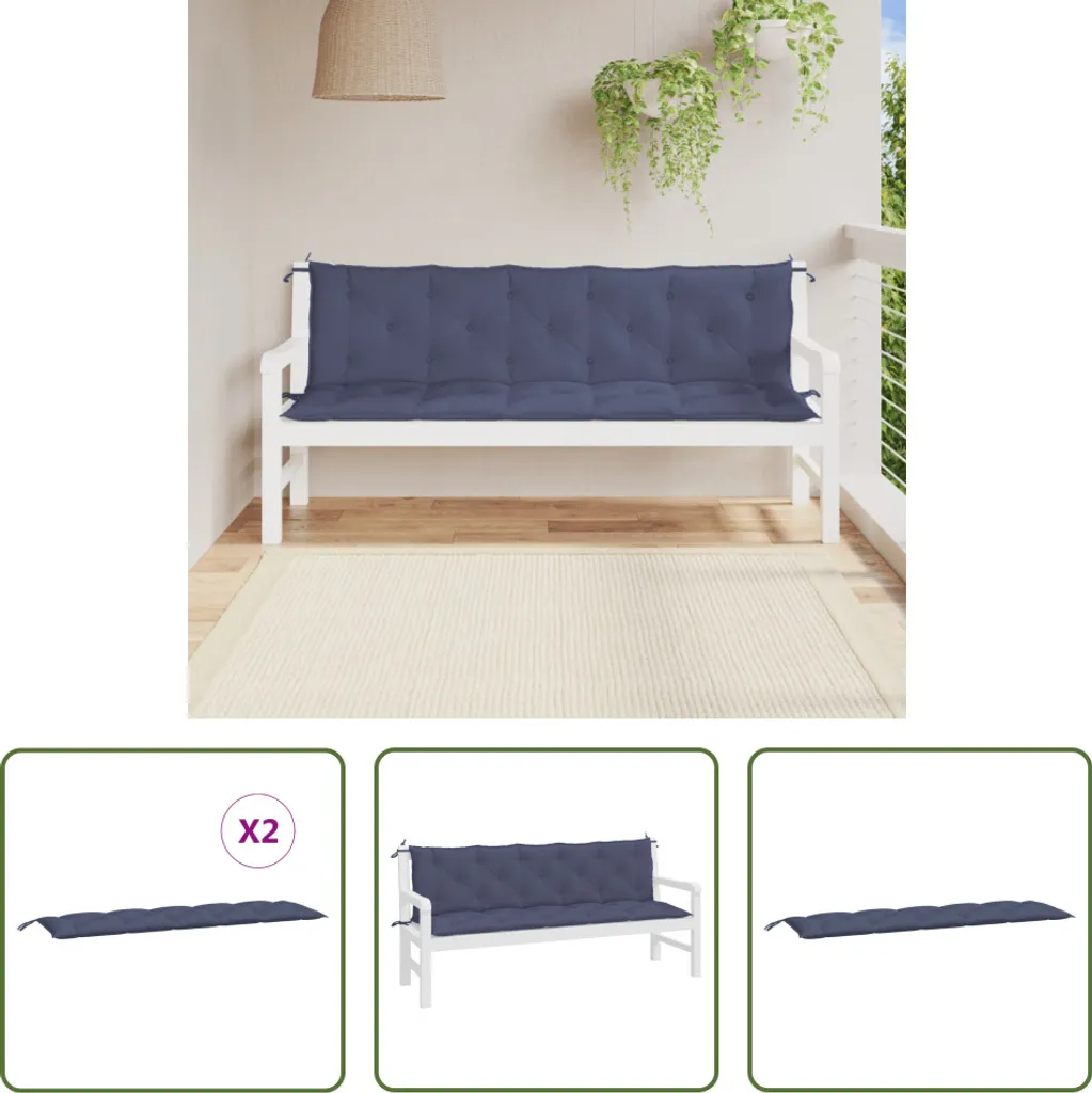Set 2 Cuscini Blu Navy 180x50x7 Oxford | Arredo Esterno