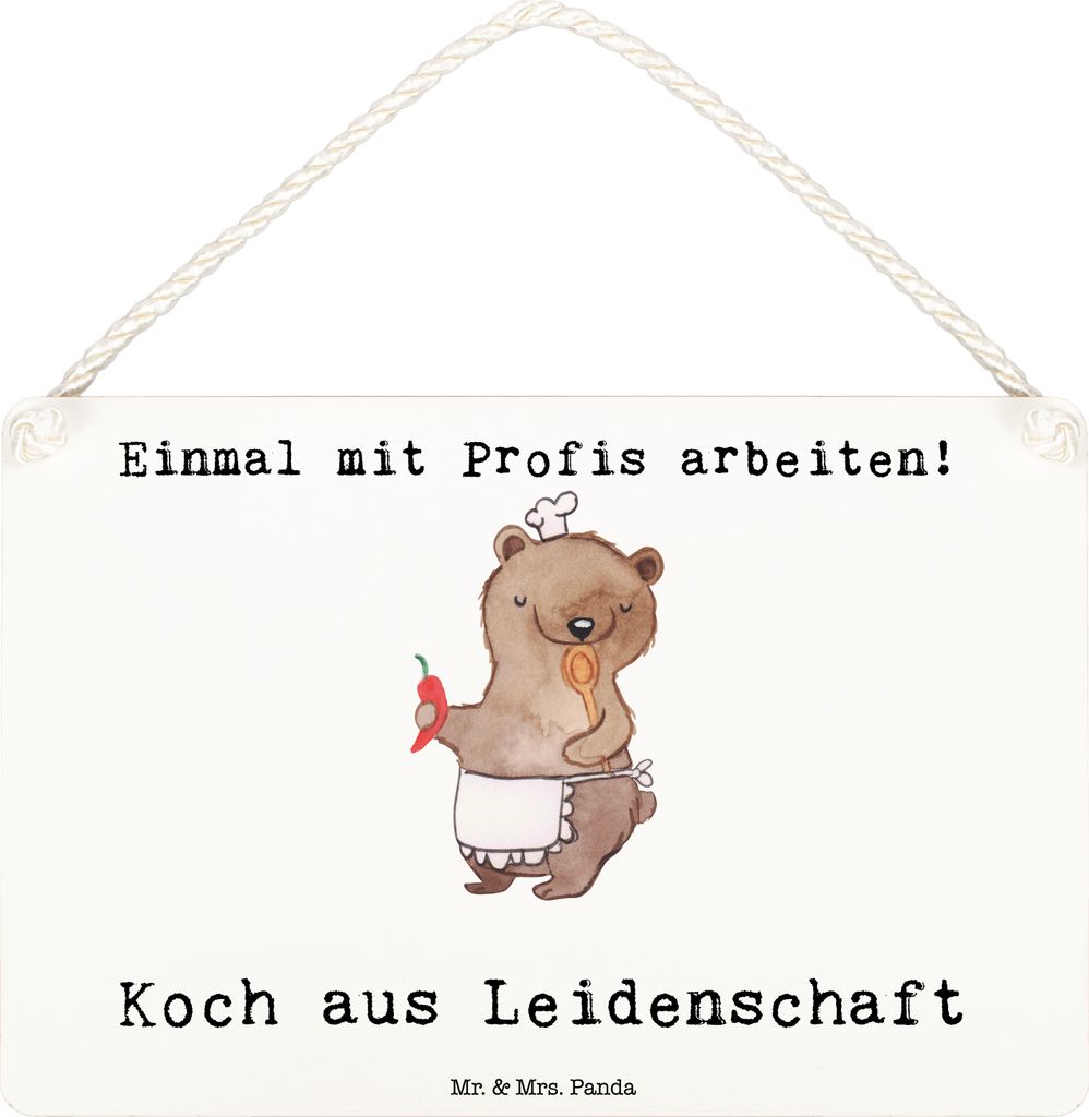 Mr. & Mrs. Panda Wandbild Holz Koch Leidenschaft DIN A6 - Weiß - Geschenk, Restaurant, Chefkoch, Schild, Spruch, wandtafel, Türschild, holzbild, ...
