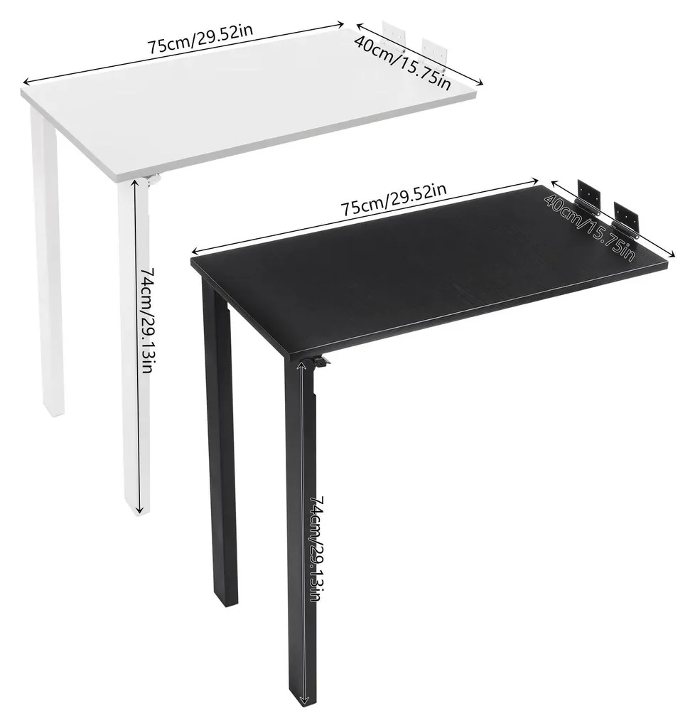 Table rectangulaire pliante murale noire - Mobilier gain de place - 6