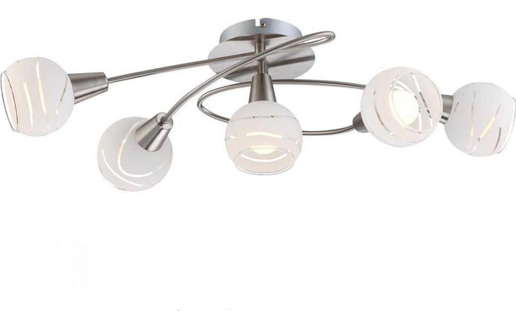 5flammige Deckenleuchte E14 LED, Glasschirme satiniert, Produktbild 