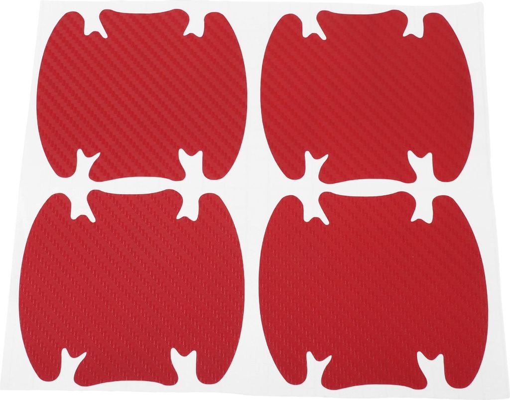 4 Stück Universal Auto Türgriff Schalenabdeckung Klebstoff Türschutz Türschale 3D Aufkleber Kratzschutz 90x100mm Kohlefaser Muster Rot PVC