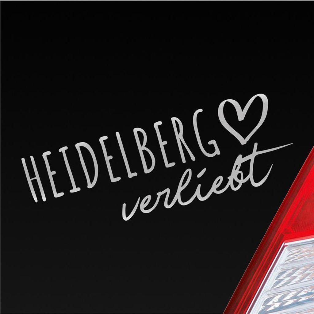 Auto Aufkleber Heidelberg verliebt Herz Stadt Heimat Liebe Car 19x7 cm Silber Sticker Heckscheibenaufkleber