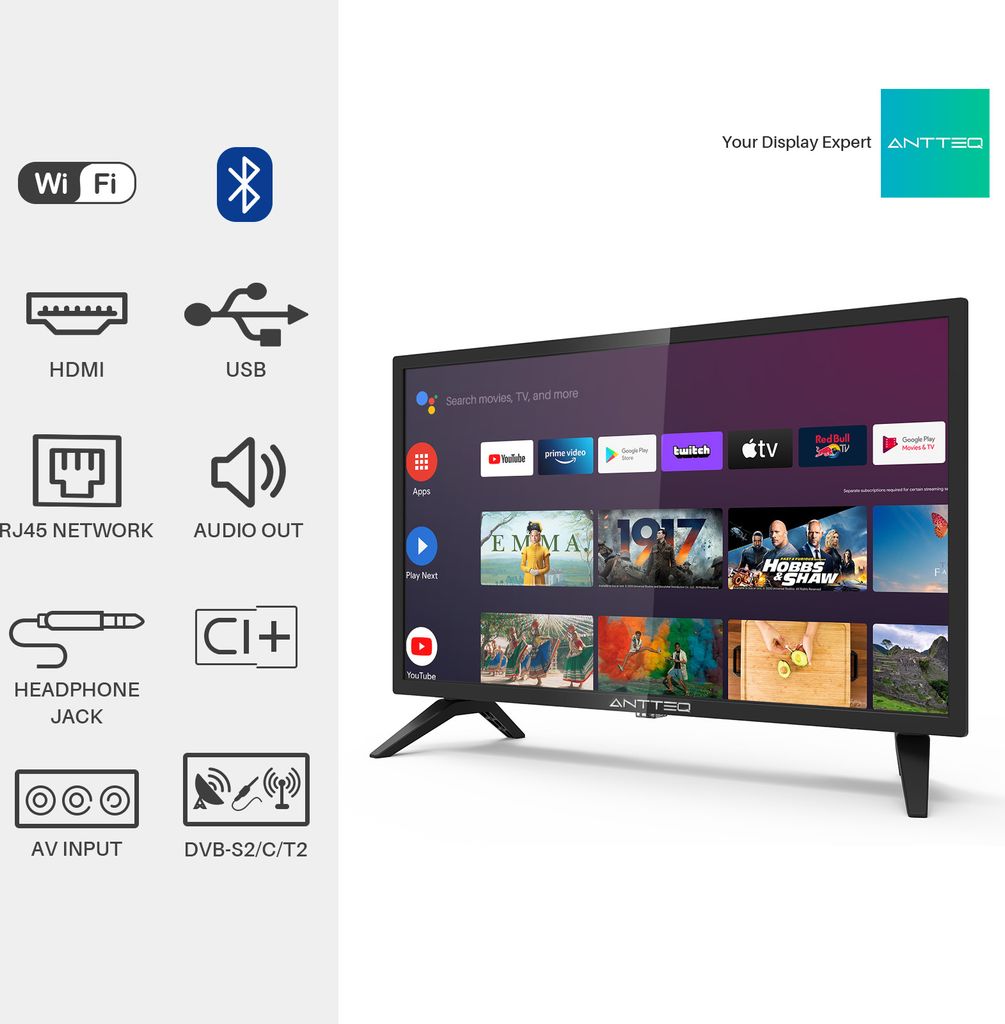 Antteq AG24F1DCU Android Fernseher 24 Zoll (61cm) Smart TV Produktbild 6