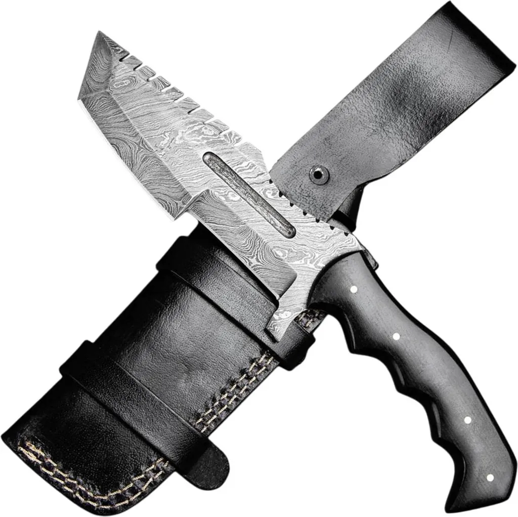 Couteau de survie Damas LP-38745 idéal pour bushcraft et camping sauvage