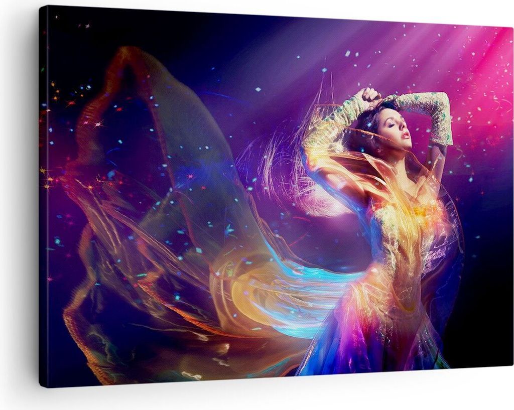 Bild auf Leinwand - Leinwandbild - Schönheit Disco Mode Make-up - 70x50cm - Wand Bild - Wanddeko - Leinwanddruck - Bilder - Kunstdruck - Wanddekor...