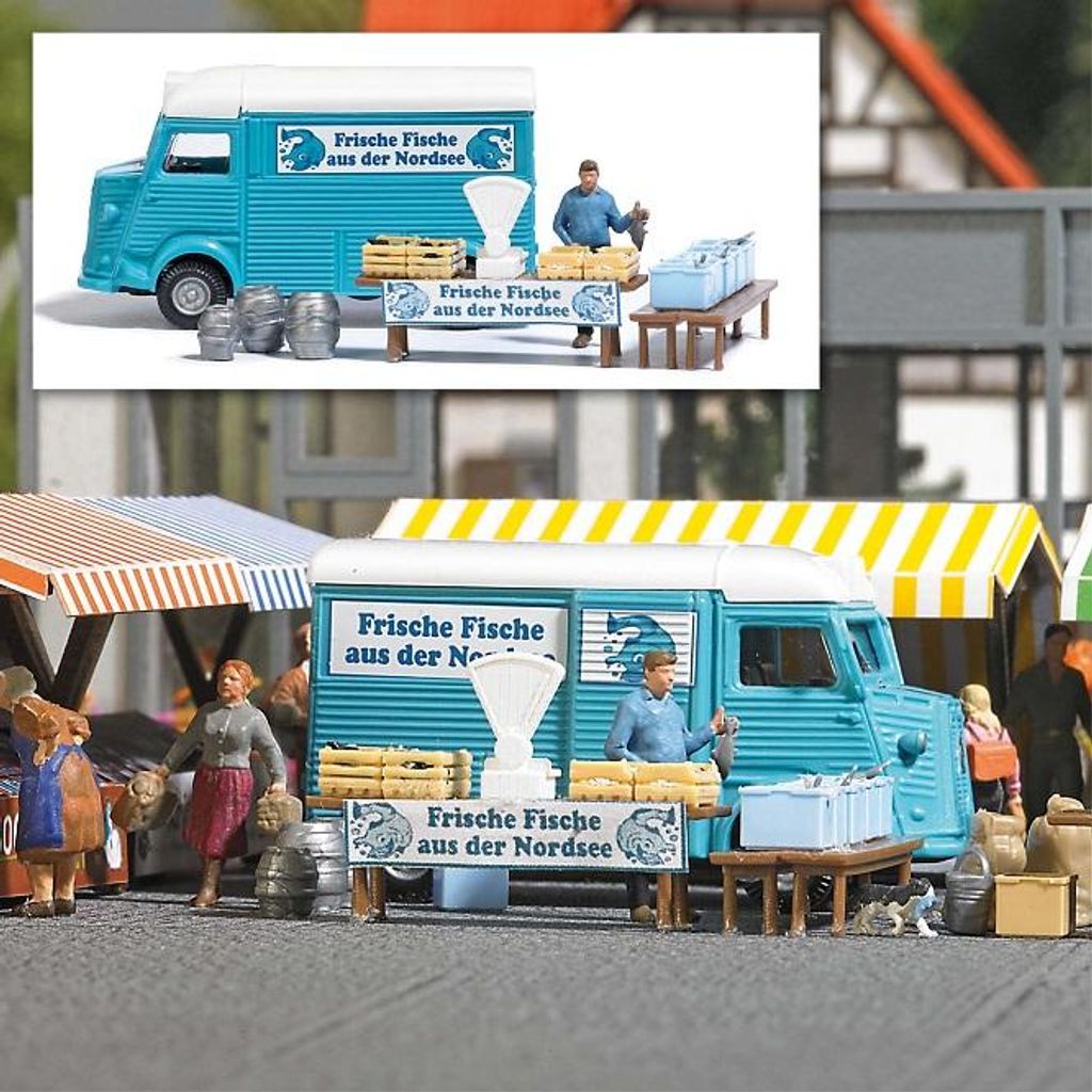 Busch 7990 - 1/87 / H0 Action Set: Fischhändler - Neu