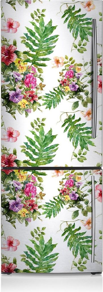 Kühlschrankmagne Kühlschrank Magnetfolie Dekoration 60x180 cm - Blätter und Blumen