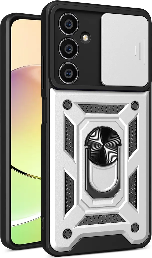 Custodia Samsung Galaxy A05S con Anello e Protezione Fotocamera Argento